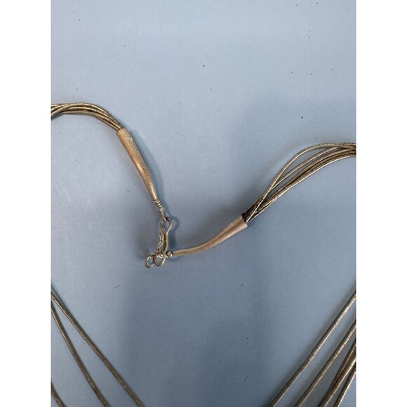 Native American Black Onyx Liquid Sterling Silver Heshi Beaded Necklace  16" - Picture 12 of 12